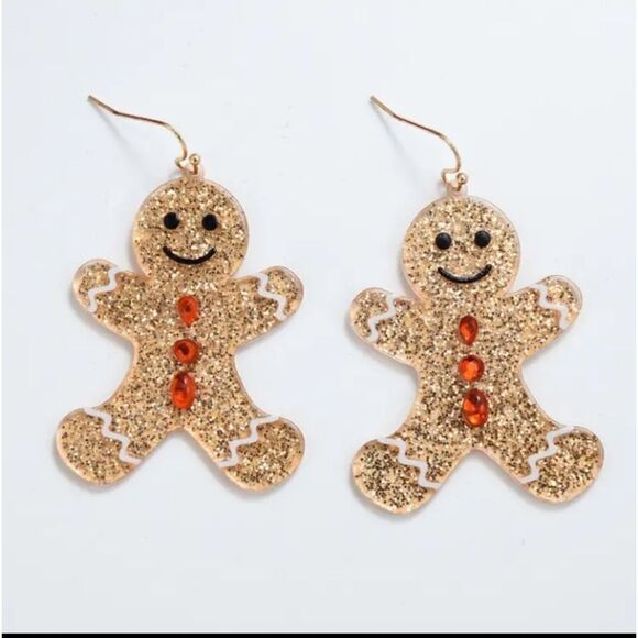 3 For 26 - Gingerbread Man Dangle Christmas Earrings - Picture 1 of 3